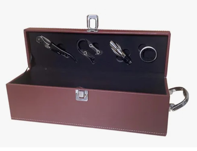 SET PORTA VINO CUERINA CAFE